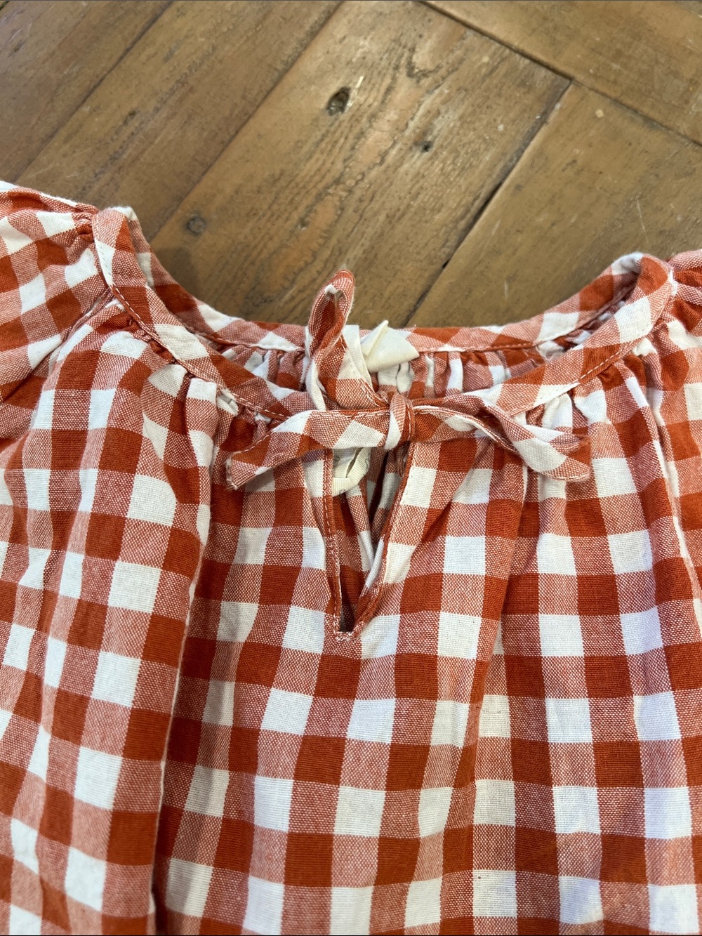 Little Cotton Clothes Orange Checkered Plaid Swing Top 18-24 Months Tie — image 2 of 6